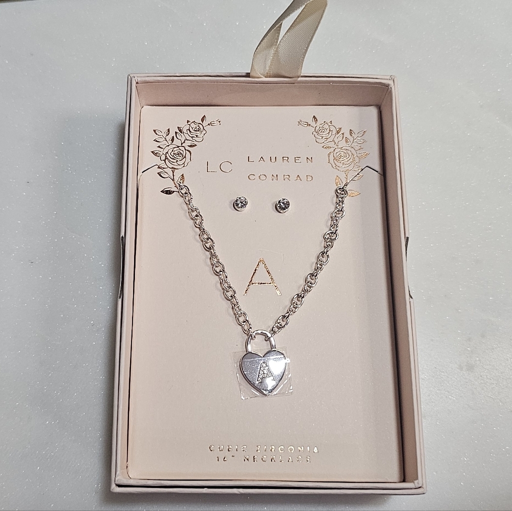 LC Lauren Conrad Silver-tone Heart Necklace Set